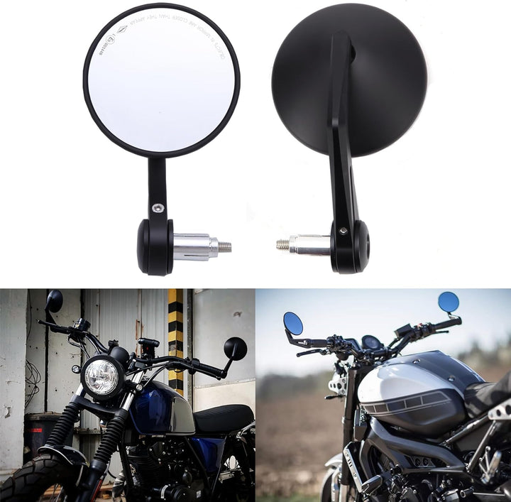 Universal Lenkerendenspiegel Motorrad Rückspiegel Motorrad Spiegel mit E-geprüft, CNC Spiegelstange,