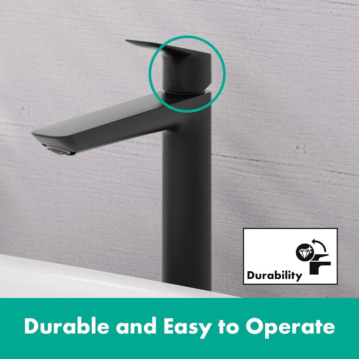 hansgrohe Logis Fine - Waschtischarmatur ohne Ablauf, Wasserhahn Bad mit Auslauf Höhe 240mm, Mischba