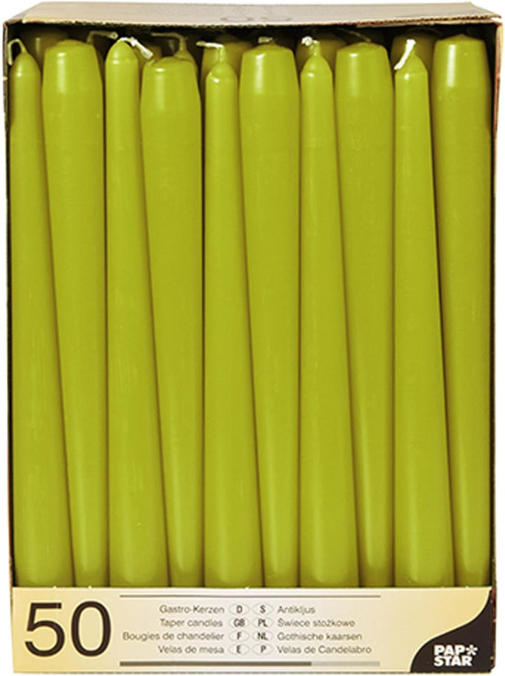 Kerzen & Brennzubehör 100 Leuchterkerzen Ø 2,2 cm 25 cm olivgrün Spitzkerzen