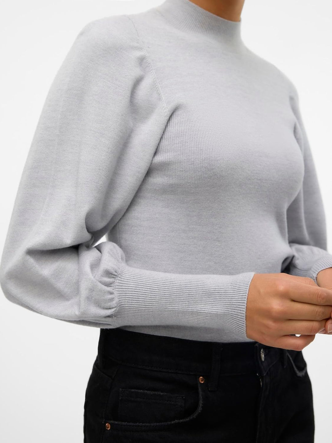 VERO MODA Female Strickpullover VMHOLLYKARISPUFF Strickpullover | Knitted Pullover S Light Grey Mela