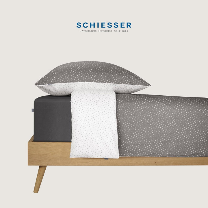 Schiesser Bettwäsche Renforcé,Pure Elegance', Farbe:grau-weiss geblümt, Grösse:135 cm x 200 cm