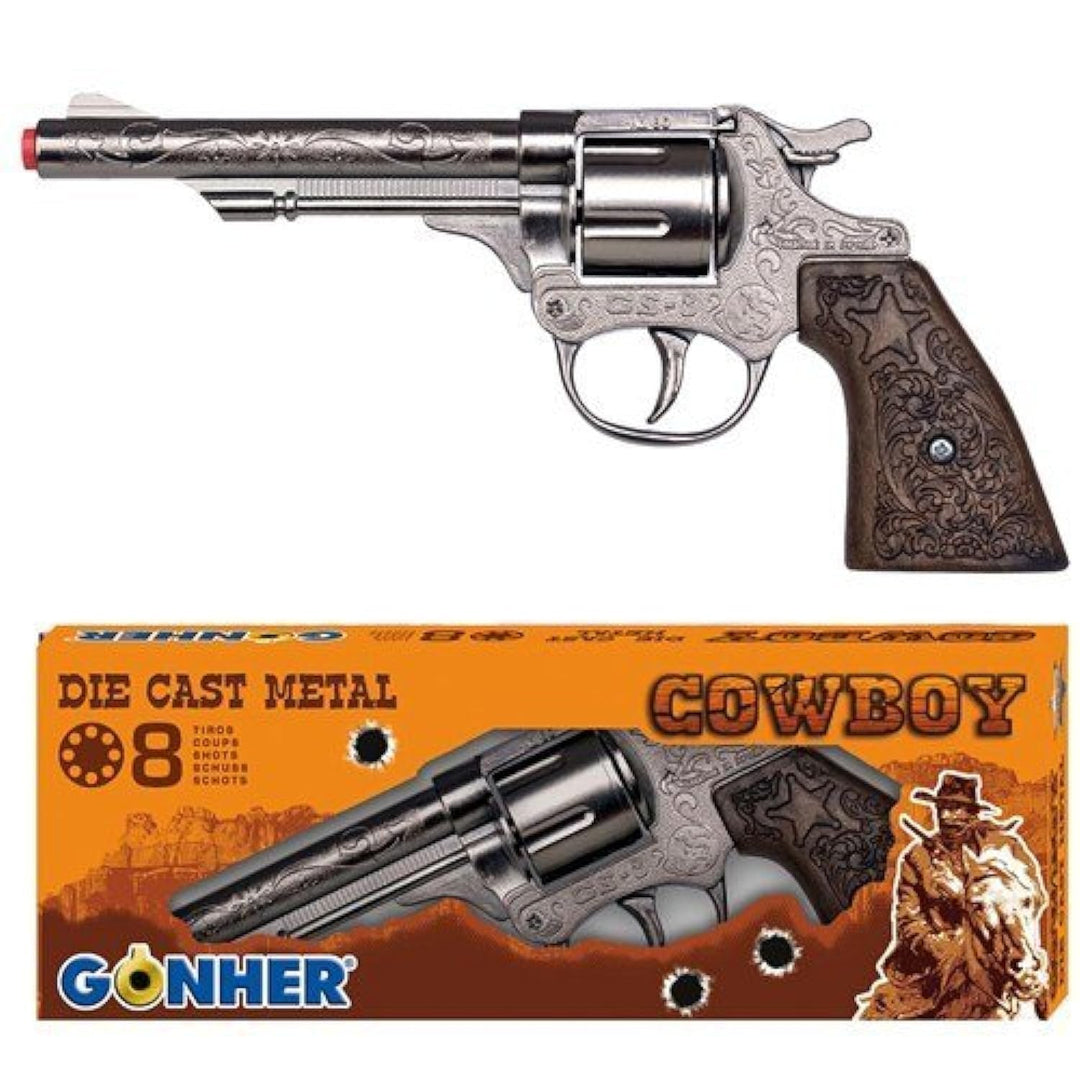 Gonher Diecast Metal 8 Ring Shot Cowboy Gun Boxed