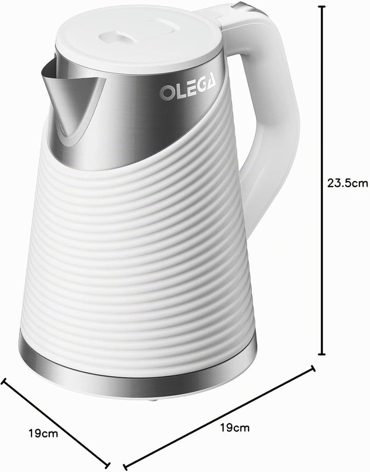 OLEGA Wasserkocher 1800W - schnell kochender Heisswasserkessel, 1,8 l Abschaltautomatik Doppelschich