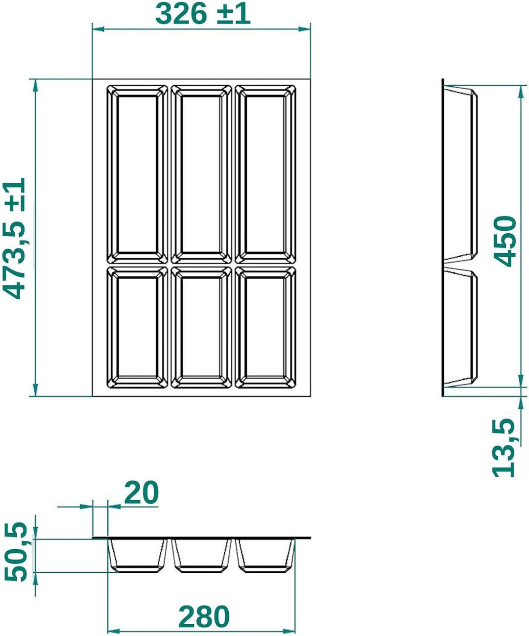 Orga-Box® IV UNIVERSAL Besteckeinsatz Besteckkasten silbergrau für 40er Schublade (473,5 x 326 mm) B