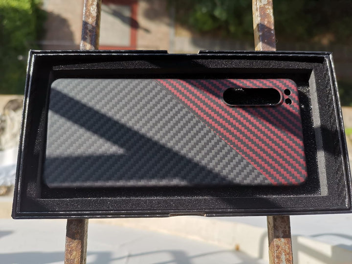 Schlanke und leichte Hülle aus Aramid-Kohlefaser für Sony Xperia 5 iv (Rot schwarz), Rot schwarz