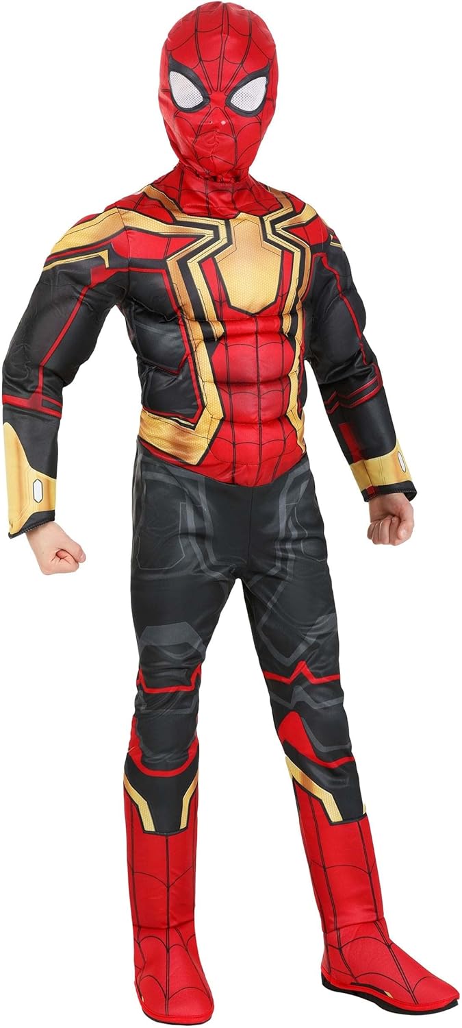 Marvel Jungen Deluxe Iron Spider Man Kostüm, Kinder Spiderman integrierter Anzug für Kinder Grösse S