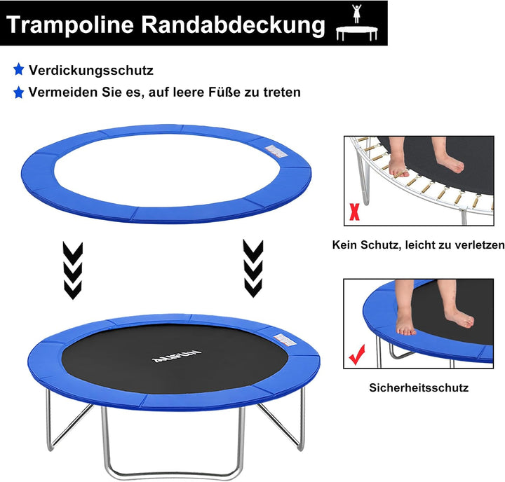 XMTECH Trampolin Randabdeckung Federabdeckung Randschutz UV-beständig | Gepolsterte Trampolin Federa