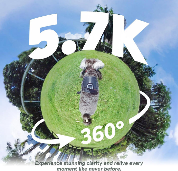 AKASO 360° Action Cam Creator-Set - 5.7K 72MP 360 Grad Actionkamera mit 128GB Speicherkarte Duale 1/