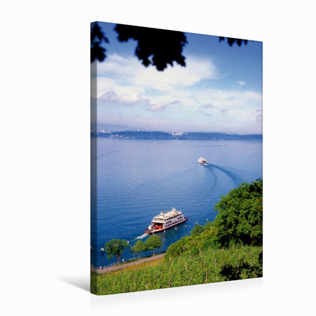 Premium Textil-Leinwand 50 x 75 cm Hoch-Format Fährschiffe von Meersburg nach Konstanz | Wandbild, H