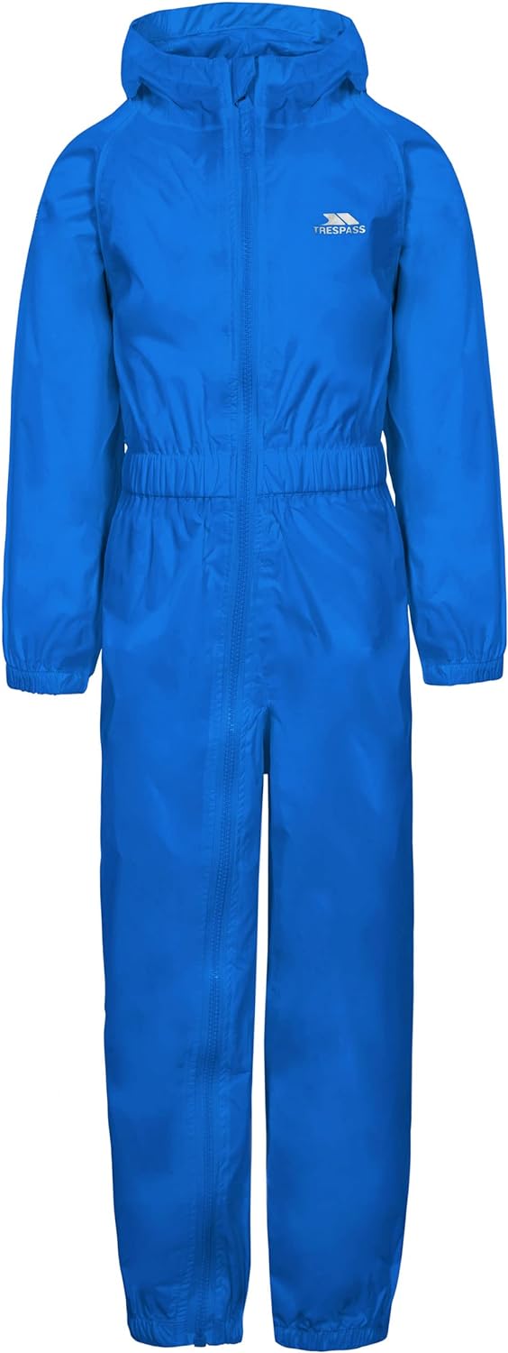 Trespass Unisex Kinder Knopf Wasserdichter Regenanzug mit Kapuze 5-6 Jahre Blau, 5-6 Jahre Blau