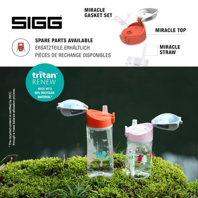 SIGG - Tritan Trinkflasche Kinder - Miracle - Mit Trinkhalm - Auslaufsicher - Federleicht - BPA-frei