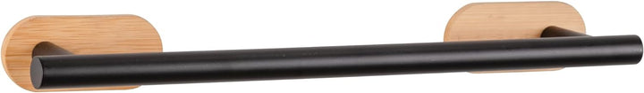 WENKO Turbo-Loc Badetuchstange Orea Bamboo, Halter für Badetücher aus Schwarz matt lackiertem Edelst