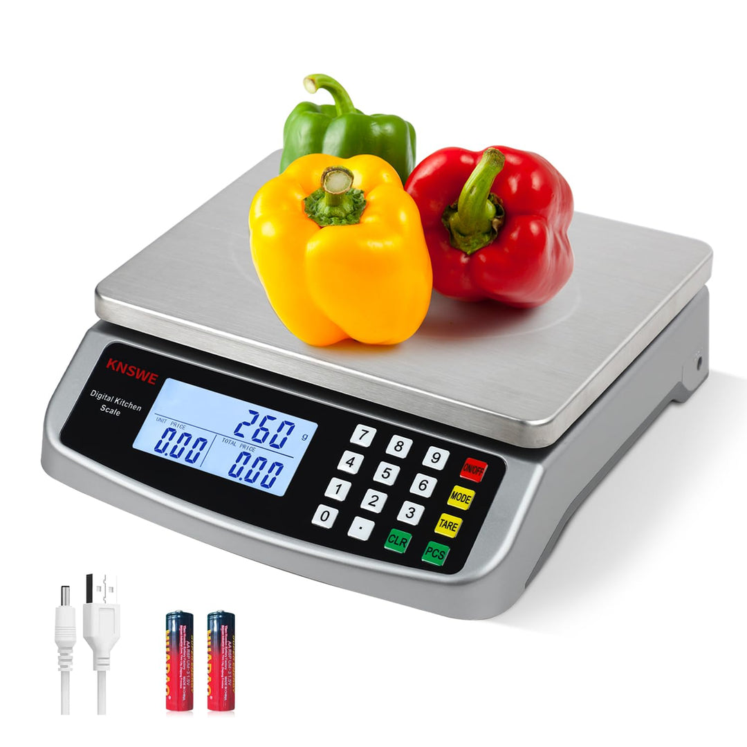 Waage Küche 40KG/1G Profi Digitale Küchenwaage Gross Edelstahl Gastronomie Essenswaage Obstwaage Dig