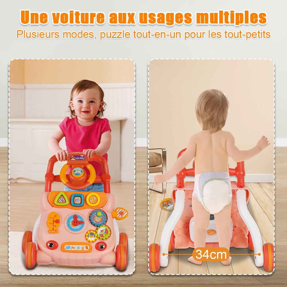 Lauflernhilfe für Babys, Laufwagen, Lauflernhilfe für Babys mit Musik-Player, stossdämpfendes Rad, G