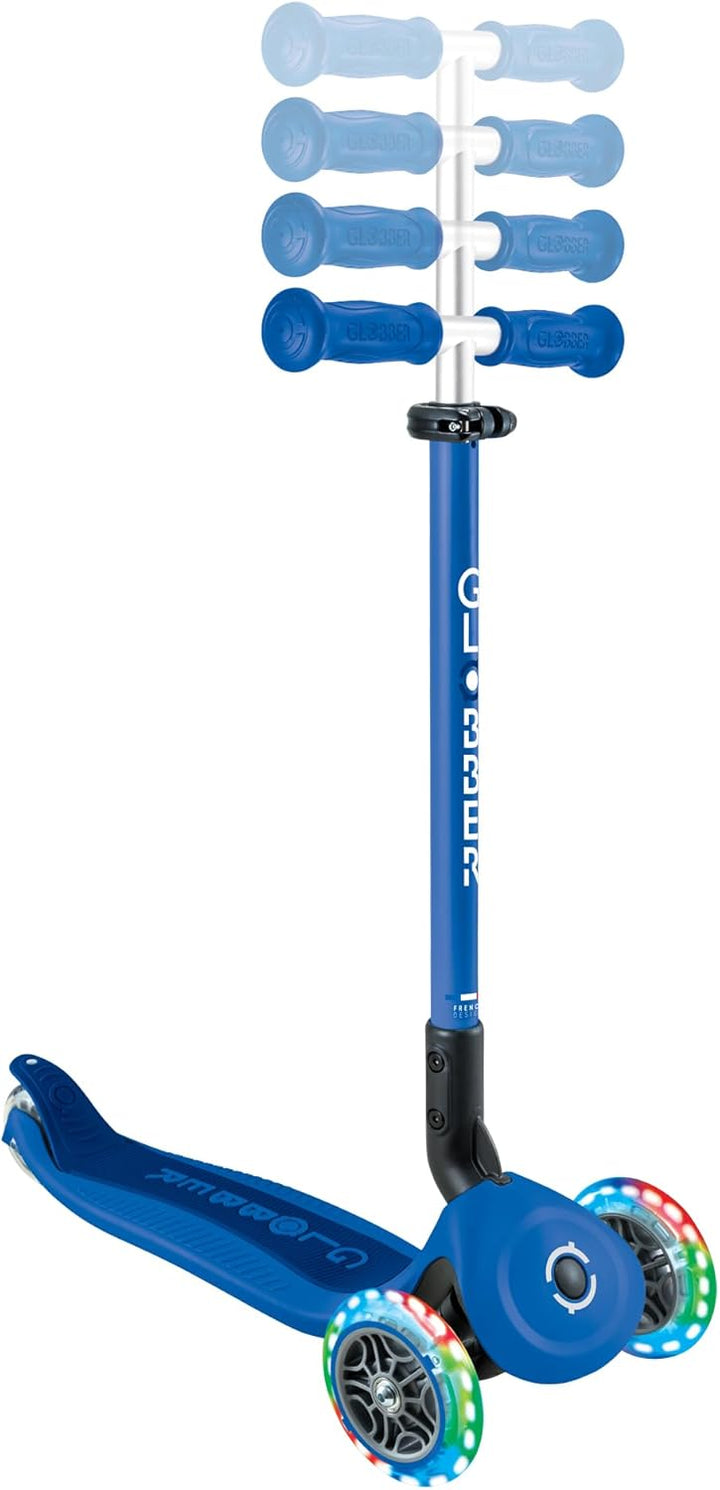 GLOBBER GO-UP Active Lights – 3 in 1 Dreirad, Laufrad und Scooter, 120/80 mm, 3-rädrig, höhenverstel