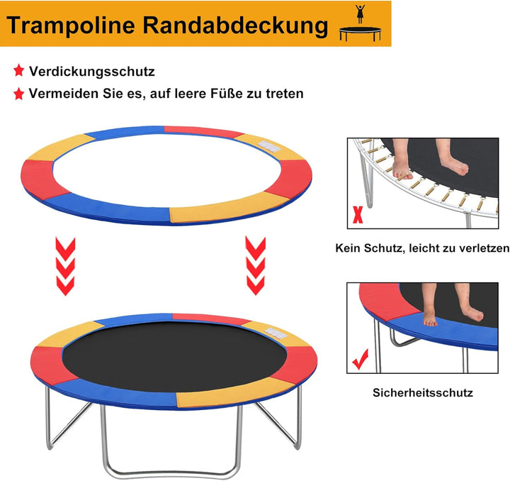 Froadp Trampolin Randabdeckung Ø244cm-305cm-366cm Sicherheitsmatte Abdeckung Kantenschutz UV-beständ