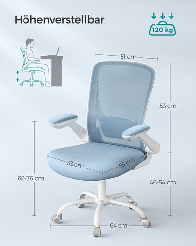 SONGMICS Bürostuhl, Schreibtischstuhl, Drehstuhl mit Netzbespannung, ergonomisch, gepolsterte Lenden