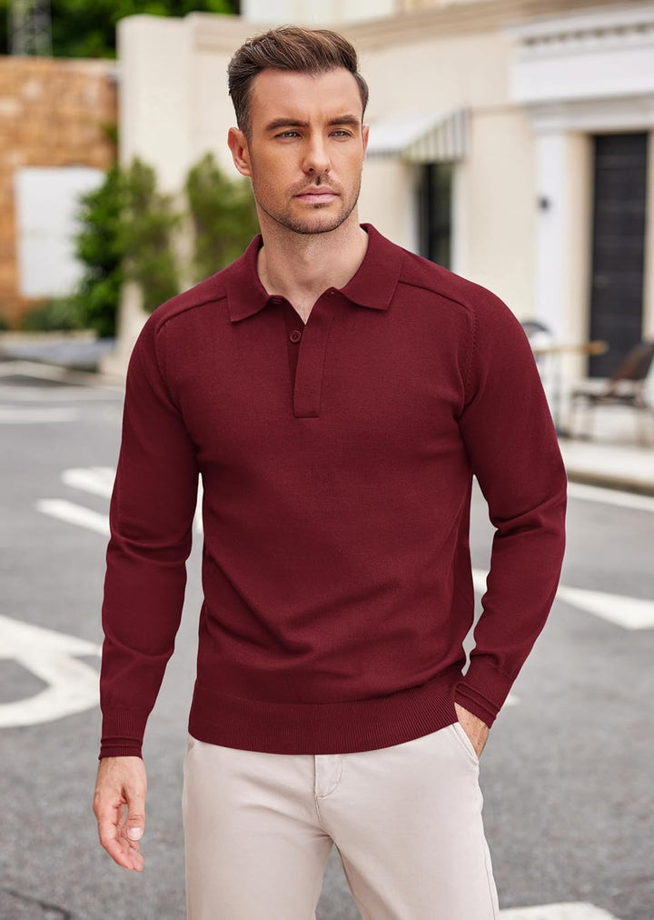 COOFANDY Herren Pullover Mit Polokragen Strick Polo Pullover Langarmshirt Strickpullover Regular Fit