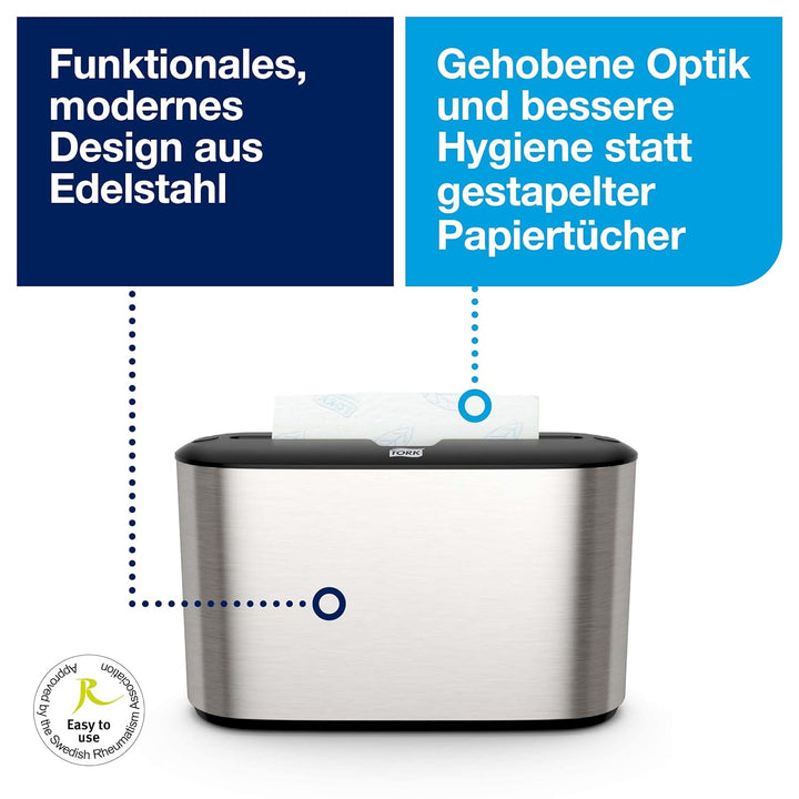 Tork Xpress Tischspender für Multifold-Handtücher Edelstahl H2, Fingerabdruckschutz, Image Design, 4
