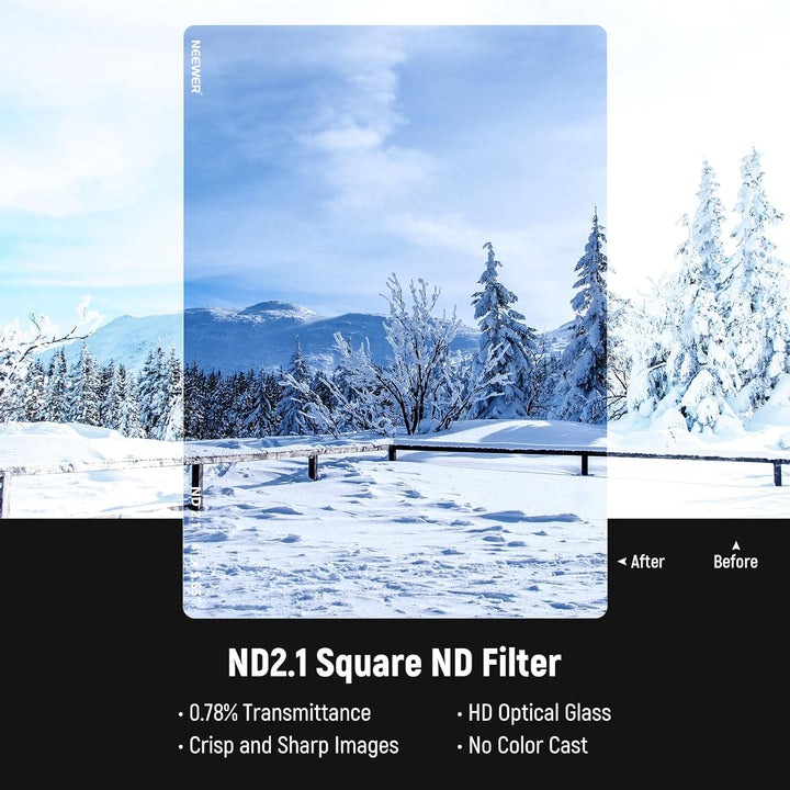 NEEWER ND2.1 (7 Stopps) quadratischer ND Filter, 4 x 5,65Zoll, doppelseitiger 30 Multi Nano beschich
