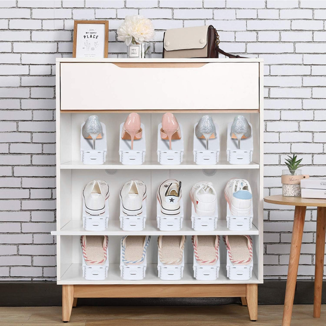 10 Stück Einstellbare Schuhschlitze aus PP Anti-rutsch Schuhregale Höhenverstellbare Schuhstapler Pl