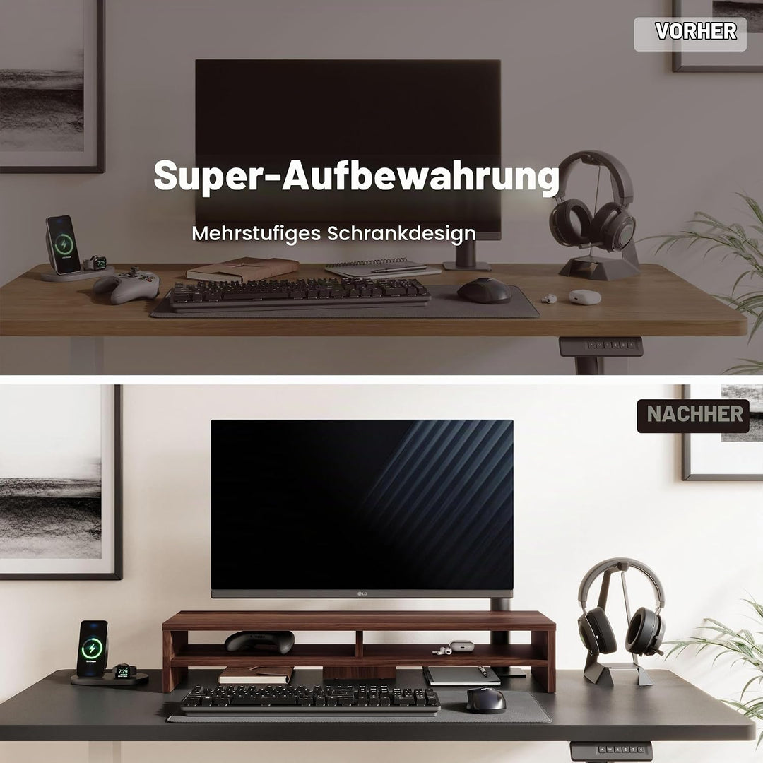 Fenge Dual Monitorständer Riser 2 Etagen Bildschirmständer für Computer PC Laptop Drucker TV, Schrei