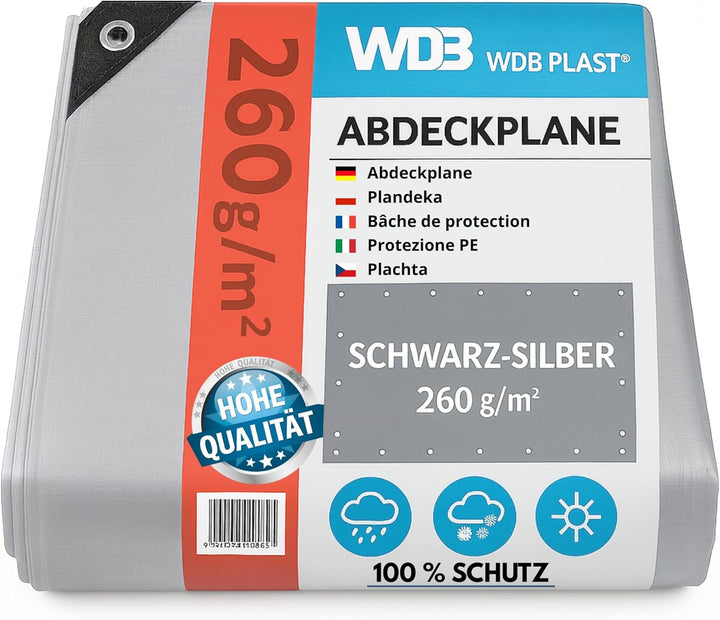 WDB 260g Abdeckplane Schutzplane Gartenplane Beidseitig beschichtet wasserfest abwaschbar langhaltig