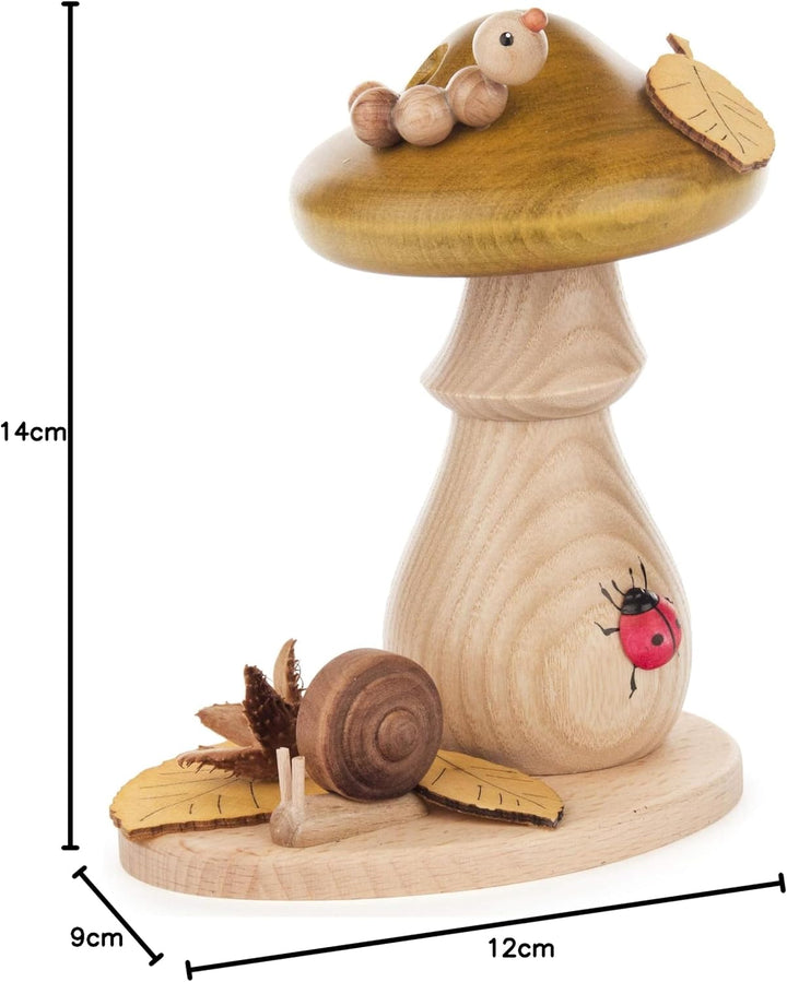 Drechslerei Kuhnert - Rauchfigur, Räucherfigur - Rauchpilz - ca. 14 cm - Made in Germany (Grünling),