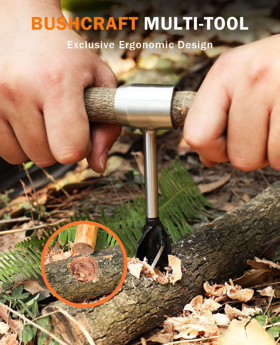 Bushcraft Gear for Survival, Bushscraft Hand Auger, Survival Tools,Bushcraft Auger,Scotch Eye Wood A