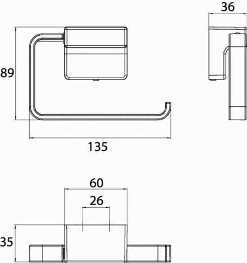 Emco Cue Papierhalter ohne Deckel, markant geformter Toilettenpapierhalter zum Kleben oder Schrauben