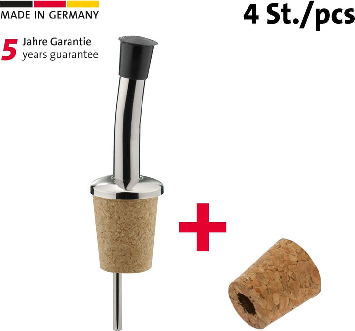 Westmark 4 Spirituosen-/Öl-Ausgiesser + 4 Ersatzkorken, mit Kläppchen, mit Luftröhrchen, Kunststoff/