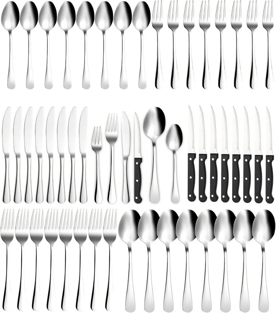Besteck Set 12 Personen, 72 teilig Edelstahl Bestecksets, mit Steakmesser, Elegantes Essbesteck, Hoc