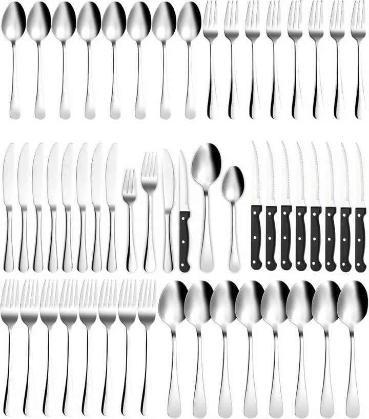 Besteck Set 12 Personen, 72 teilig Edelstahl Bestecksets, mit Steakmesser, Elegantes Essbesteck, Hoc