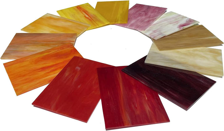 Buntglasplatten, 15,2 x 10,2 cm, Kathedralenglas, Kunstglas, Mosaik-Glasfliesen zum Basteln, 12 Böge
