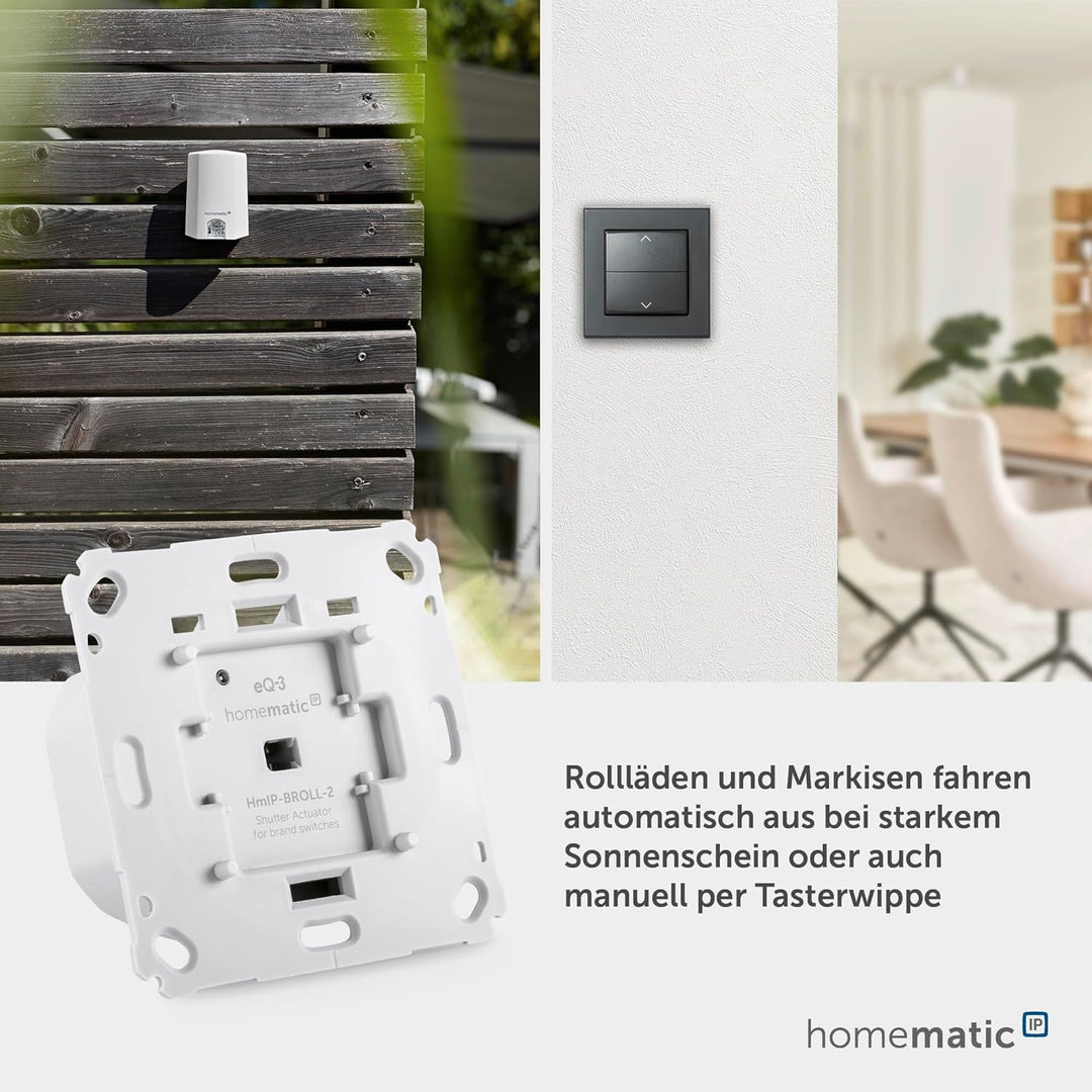 Homematic IP Smart Home Rollladenaktor für Markenschalter, digitale Steuerung für 1 Rollläden per Ap
