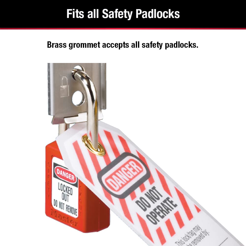 Master Lock 497A Sicherheitsetikett „Do Not Operate“, Englisch, laminiert, Black/RED, 23.4 cm x 10.4