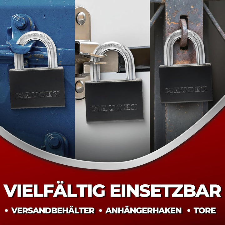 PDK73 Hochleistungs-Vorhängeschloss – 13 mm schnittfester Bügel, robustes Stahlgehäuse | Inkl. 5 Sch