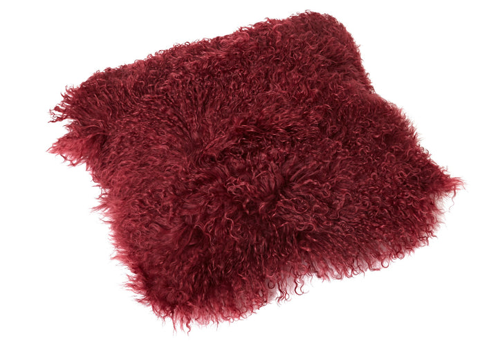 Reissner Lammfelle Tibet Lammfell Kissenbezug langflorig 30x30cm JAY23 Farbe dunkelrot/Bordeaux Jay2