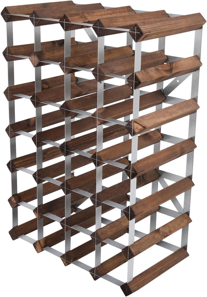 Weinregal für 30 Flaschen. Dunkles Holz, geliefert unmontiert