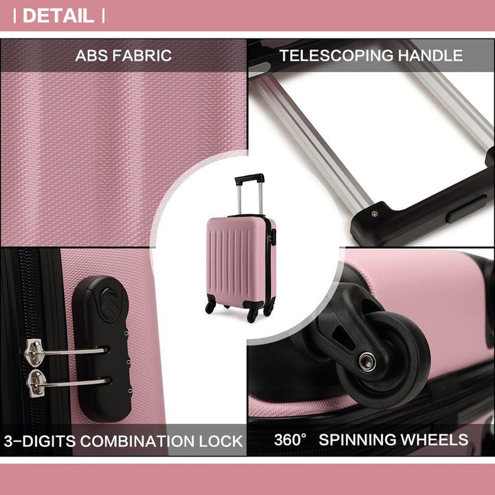 KONO Hartschale Koffer Trolley Rollkoffer Zwillingsrollen ABS Handgepäck Bordgepäck 4 Rollen, 48cm 1