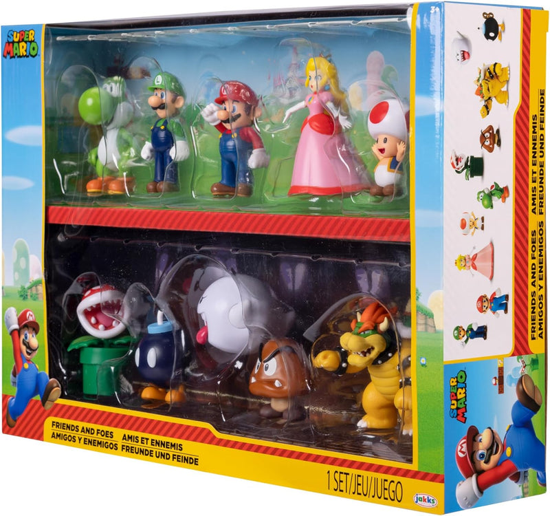 Super Mario Nintendo Figuren 10er Set Freunde und Feinde, 6,5 cm