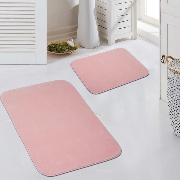 Teppich Wohnzimmer weicher Flor Flokati Badezimmer waschbar, in rosa, 50x60 cm + 60x100 cm, Rosa