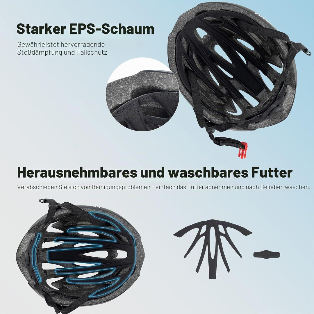 Favoto Fahrradhelm für Erwachsene Fahrrad Helmet mit Abnehmbarer Innenfutter Verstellbar Rennradhelm