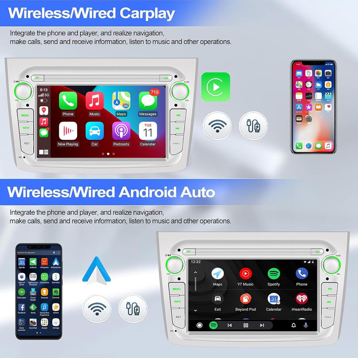 CAMECHO 2G+64G Android 15 Autoradio für Alfa Romeo MITO 2008-2016 mit Navi Carplay Android Auto, 7''