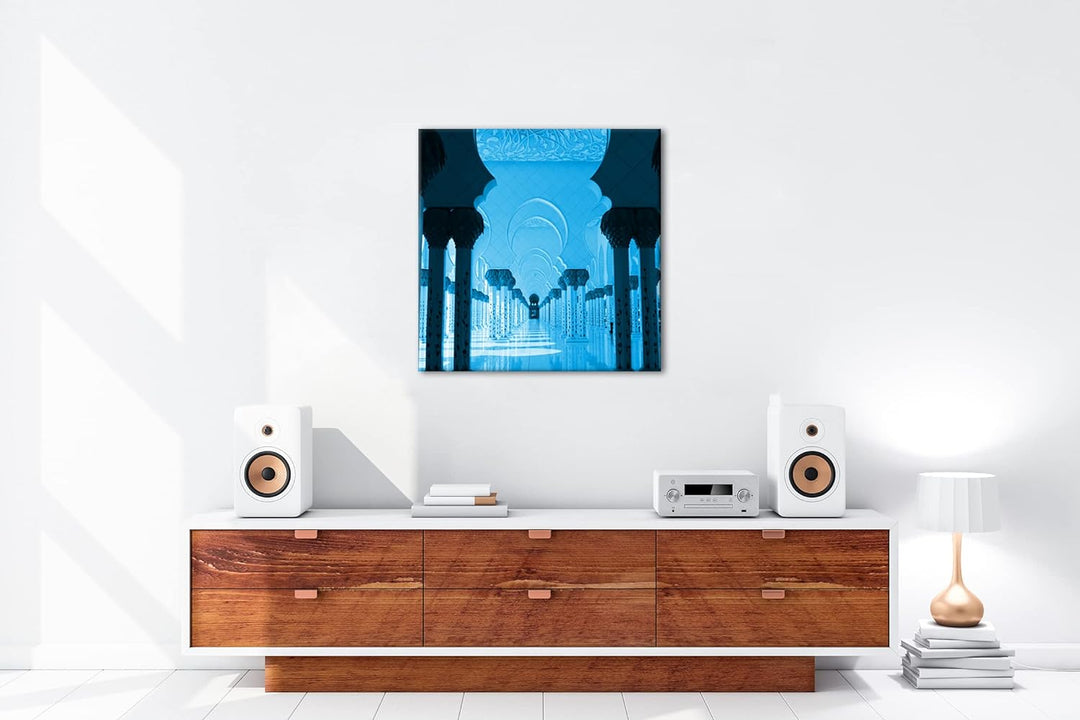 deyoli Inneres Einer Moschee in Abu Dhabi Format: 70x70 Effekt: Monocrome Blau als Leinwand, Motiv f