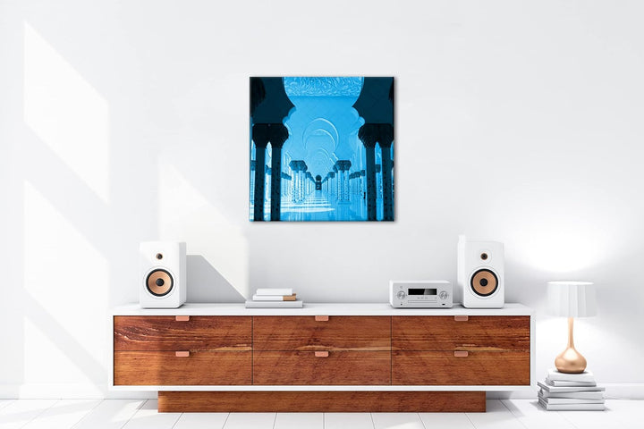 deyoli Inneres Einer Moschee in Abu Dhabi Format: 70x70 Effekt: Monocrome Blau als Leinwand, Motiv f
