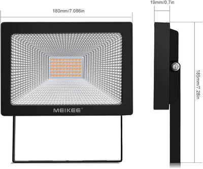 MEIKEE LED Strahler Aussen 60W LED Fluter Superhell 2 Stücke 5200LM LED Scheiwerfer 2700K Warmweiss
