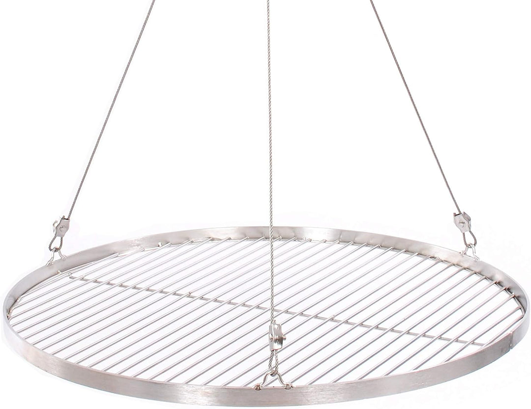 57 cm Grillrost Edelstahl für Schwenkgrill 3 Bein BBQ Grill Rost mit Seil 14 mm Stababstand