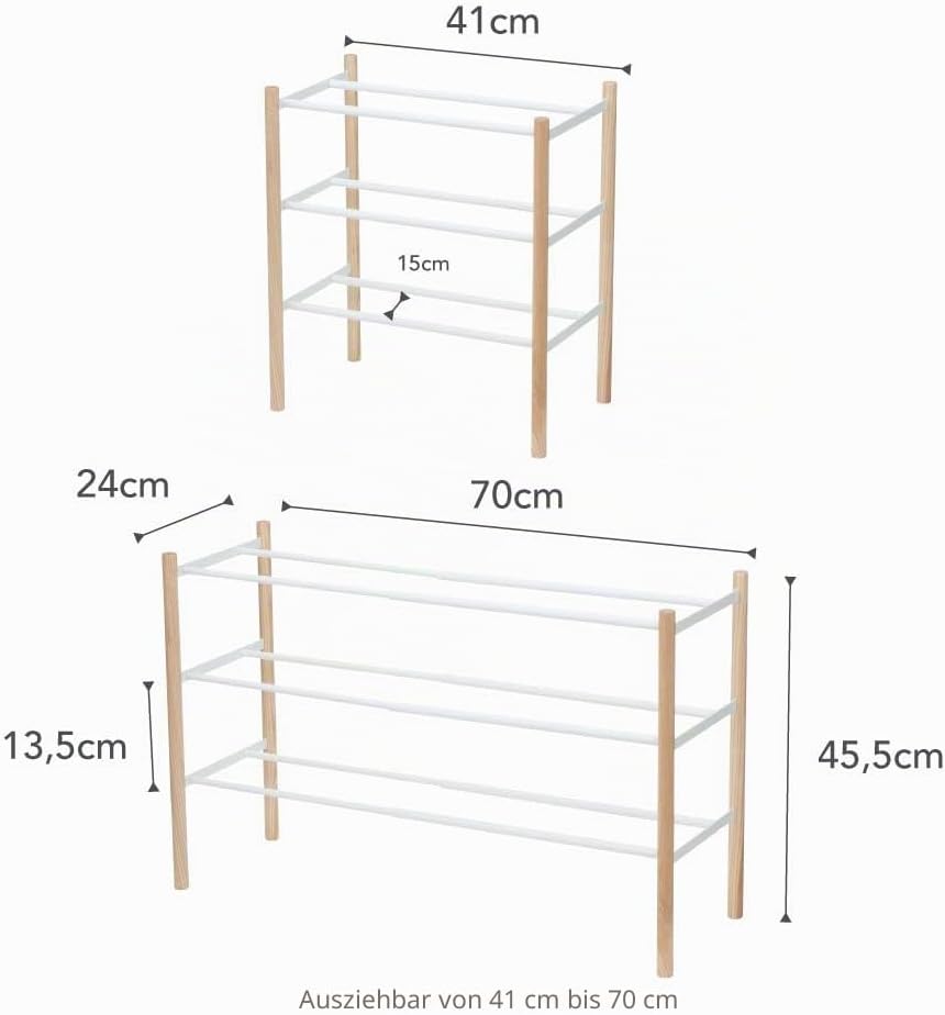 Expand. Shoe Rack - Plain - white Weiss, Weiss