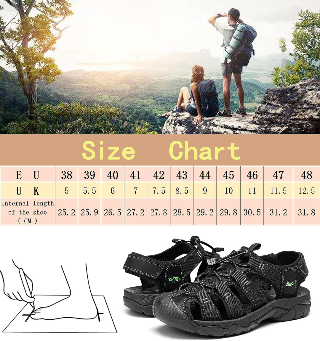 Herren Sandalen Leder Strand Trekkingsandalen Outdoorschuhe Sommer Wanderschuhe Männer Sport-Outdoor